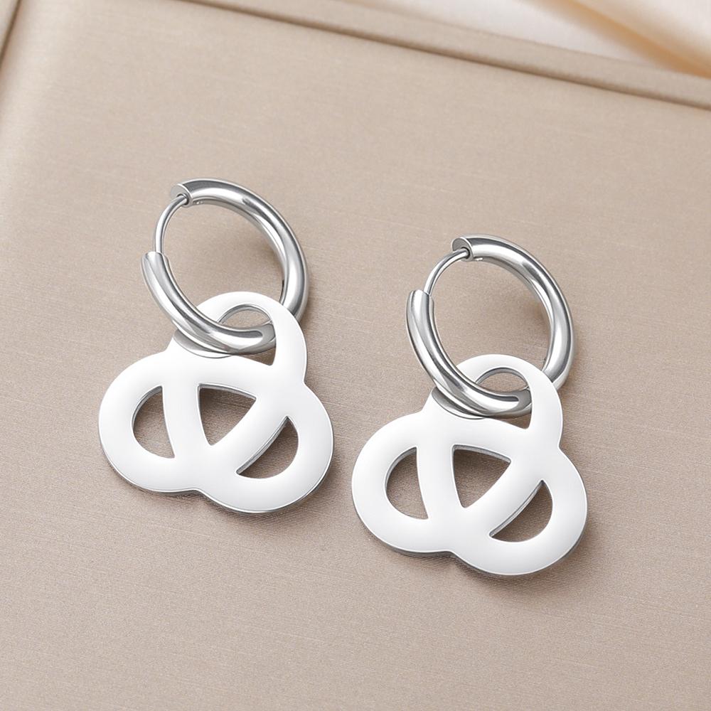 Dawapara Minimalist Gordian Knot Earrings Trinity Knot Triquetra Good Luck Symbol Pendant Hoop Earrings Stainless Steel Jewelry