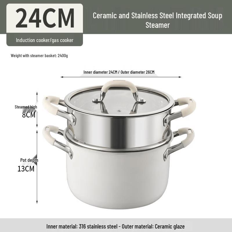 ChuyiQi 316L Stainless Steel Soup Pot & Steamer Set