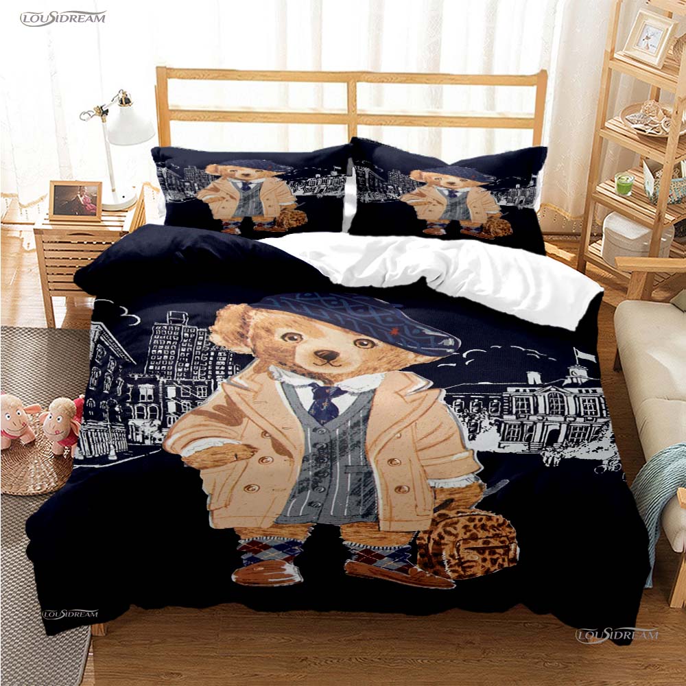 Fashion Bear Casal All Season Duvet Cover Comforter Bedding Set Soft Quilt Cover and Pillowcases Teens Single/Double/Queen/King