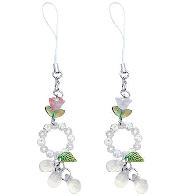 Lovely Small Flower Waterdrop Phone Charm Straps Car Keys Hanging Pendants Y2K Bag Decoration Lanyard Purse Accessories