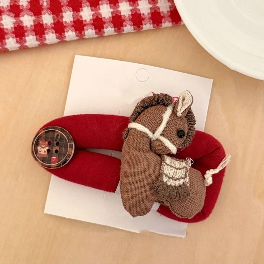 Hair Wear New Year Hair Clip Funny Horse Doll Side Clip Creative Horse Hair Clip  Headwear
