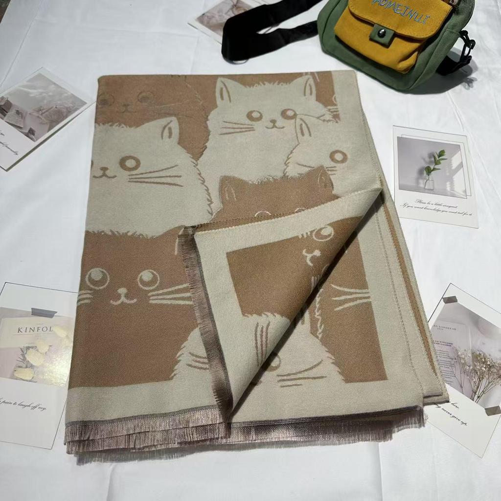 Women's Cute Cat Imitation Cashmere Scarf - Autumn/Winter Warm Shawl