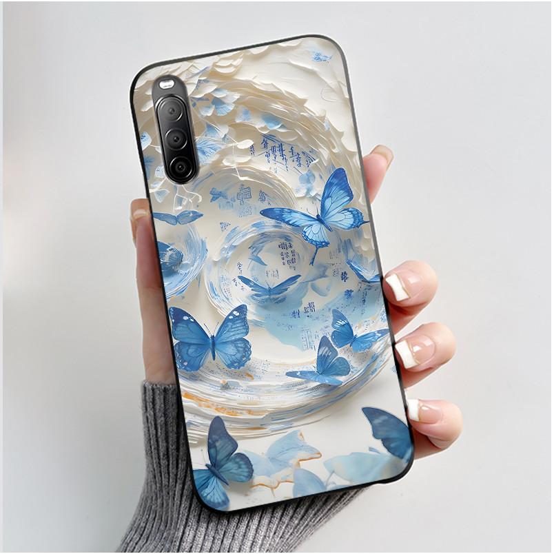 Fodral För Sony Xperia 10 II / 10 III Mobilskal Estetiskt Mode Söt Katt Astronaut Svart Silikon Mjuk Stötdämpande Baksidesskydd