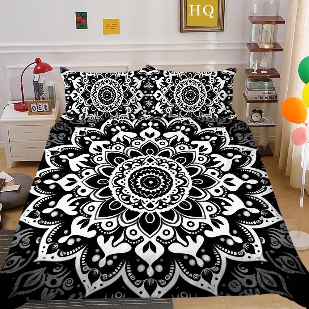 Zestaw poszewek na kołdrę 3D w kolorze czarnym Paisley King Size Home Textiles Girl Bedspread Luxury Bedding Cover Set