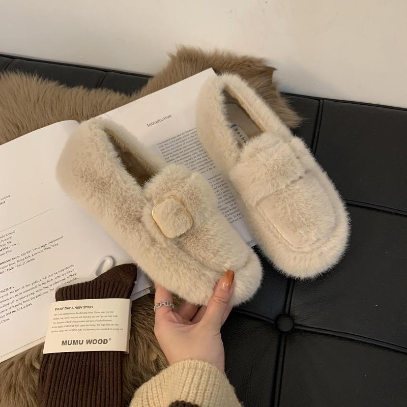 

Mao Mao shoes for women to wear outside winter new velvet to keep warm, one pedal Doudou shoes for women s cotton shoes 40