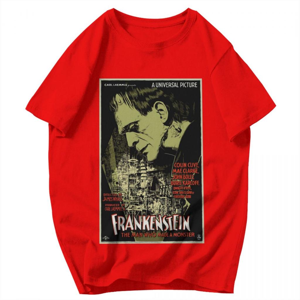 Men T Shirt Frankenstei Vintage Cotton Y2K Graphic Oneck Unisex Clothing T Shirts