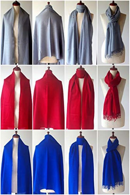 All Over the Large Solid Color with a Cashmere [.a World] Stole/Scarf, 100% Wool, Shawl, Soft, Touch, Women's Blanket, Off-White (Natural)