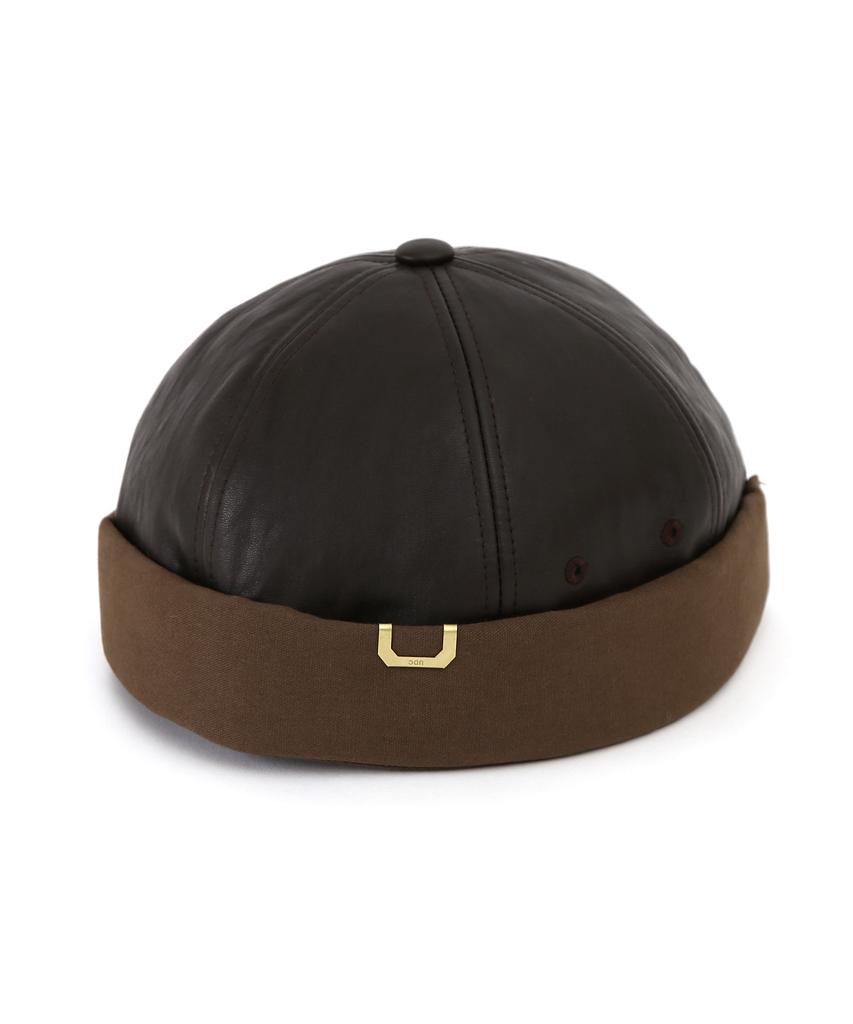 Eondeokeonteulolseutyudio Leather Brimless Cap Half Moon / Leather / Brown