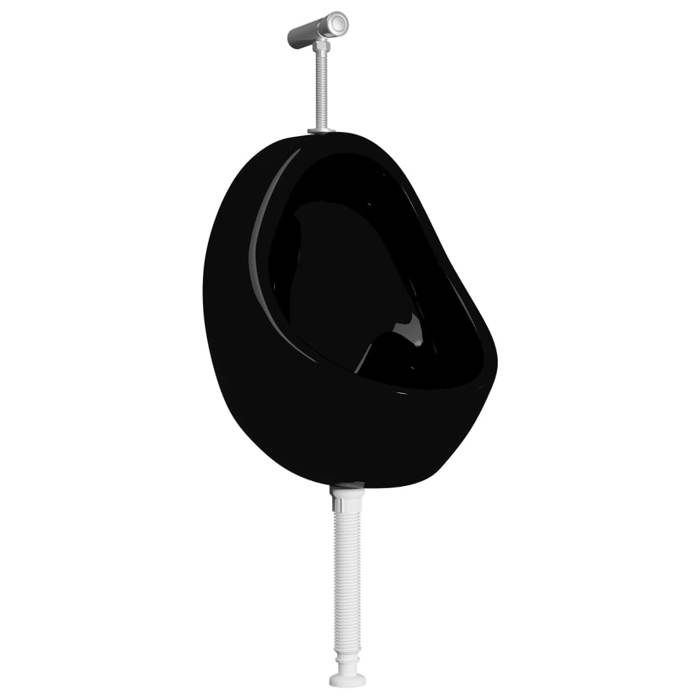 VidaXL Urinoir suspendu avec valve de chasse d'eau Céramique Noir 143992