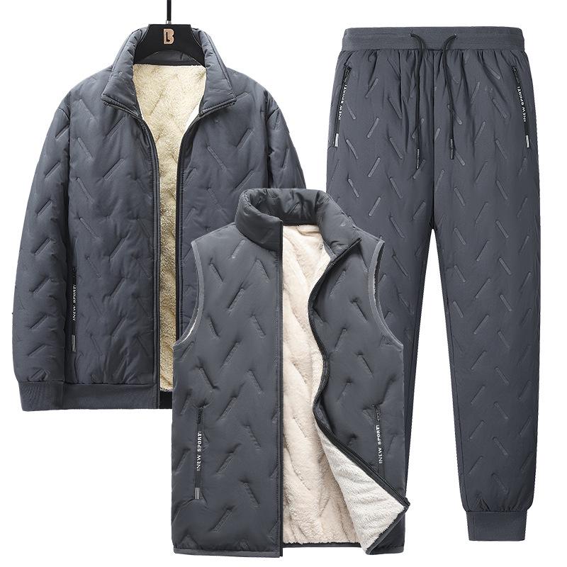 Unisex Winter Lambswool Three-Piece Set: Fleece-Lined Jacket & Pants