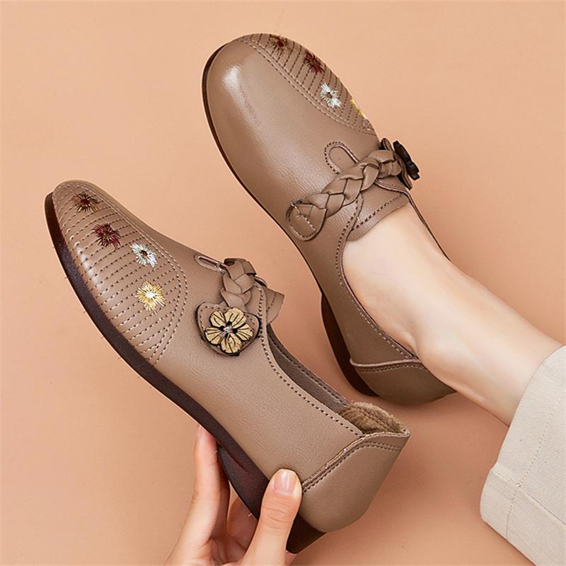 Frühling Herbst Sneaker Damen Rindflehnsehne weiche Sohle rutschfest abriebfest weiches Leder für mittelalte und ältere Frauen Mothe