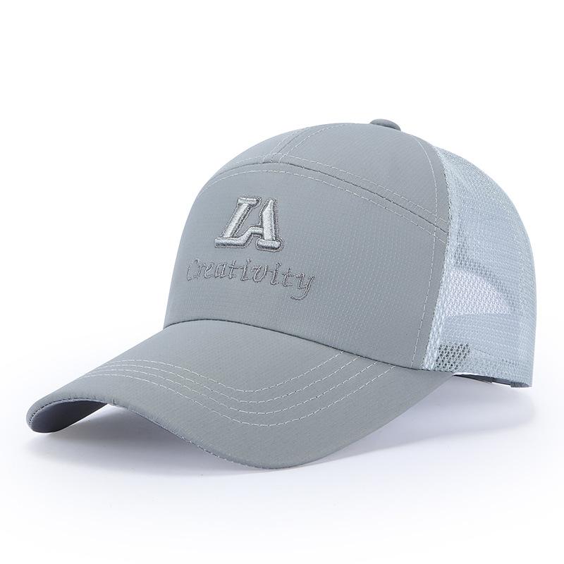 Men S Breathable Mesh Cap Mesh Cap Embroidered Alphabet Baseball Cap Sunscreen Shade Cap Outdoor Versatile Tide Adjustable серый