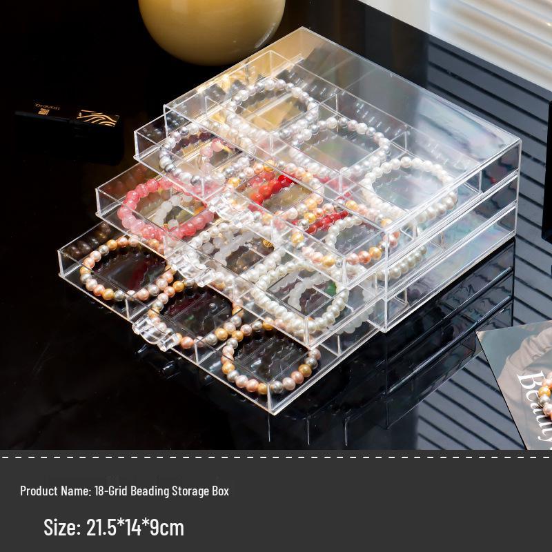 Large Multi-Layer Transparent Compartment Glass Bead Jewelry Storage Box