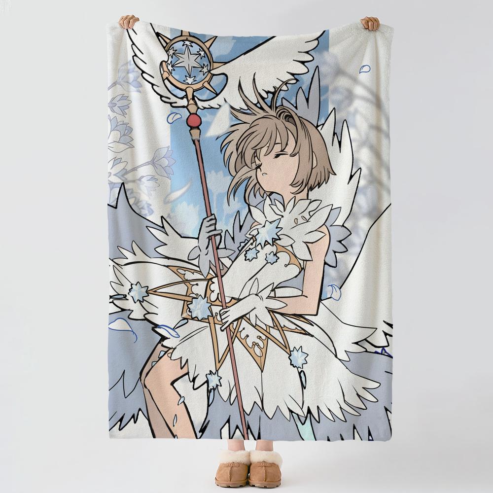 anime C-Cardcaptor Sakura-A Throw Thick Comfort Flannel Quilt, Multi-scene Use Indoor Outdoor Daily Nap