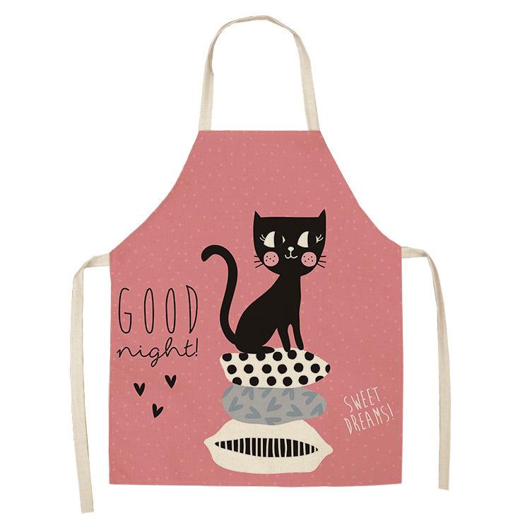 unframed 1 Pcs Cute Cat Pattern Kitchen Apron For Women Bibs Household Cleaning Pinafore Home Cooking Aprons Chef Apron For Man