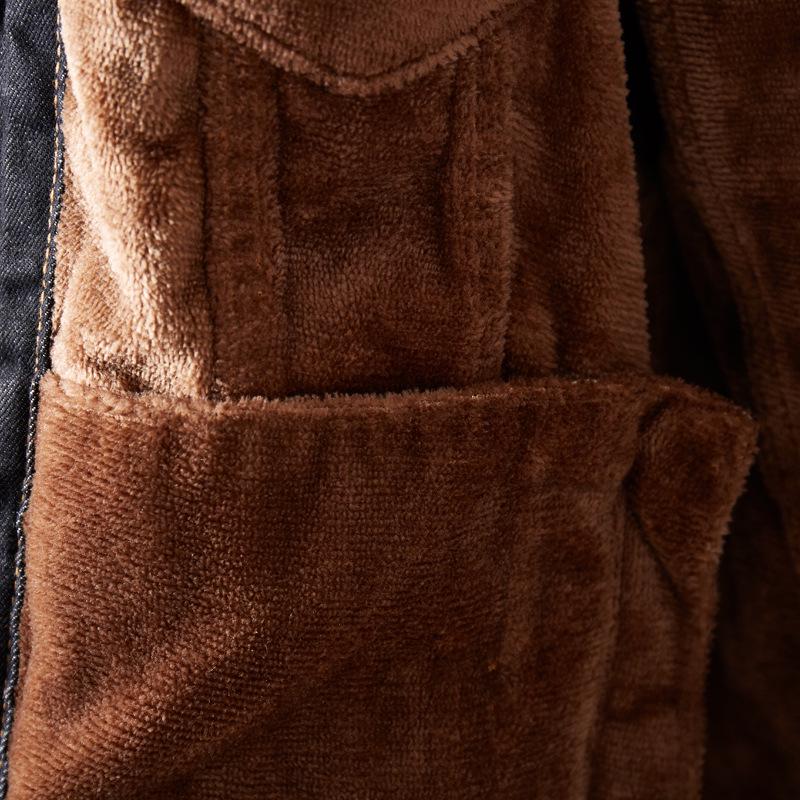 Vestes en Jean d'Hiver pour Hommes Manteaux d'Extérieur Épais Veste en Jean Chaude en Polaire Noire Décontractée Manteau pour Hommes Veste en Coton Vêtements pour Hommes