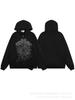 Sp5der555555 Grensoverschrijdend Velours Hoodie Trainingspak Set met Spinnenweb Print