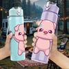 1PC Pig Lift Dumbbell Fitness Cartoon Print 750ml Color Plastic Sports Water Bottle Leakproof Flip Straw Lid Suitable for Sports Office Home Use