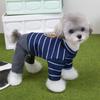 Fashion Dog Four-Leg Pajamas Cute Striped Dog Clothes Autumn Puppy Overalls Warm Soft Cat Jumpsuits Pet Rompers Bichon Costumes