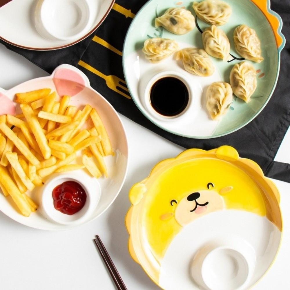 Ceramic Dipping Sauce Dish Animal Shape French Fry Plate Breakfast Dish Cow Sushi Plate Kitchen