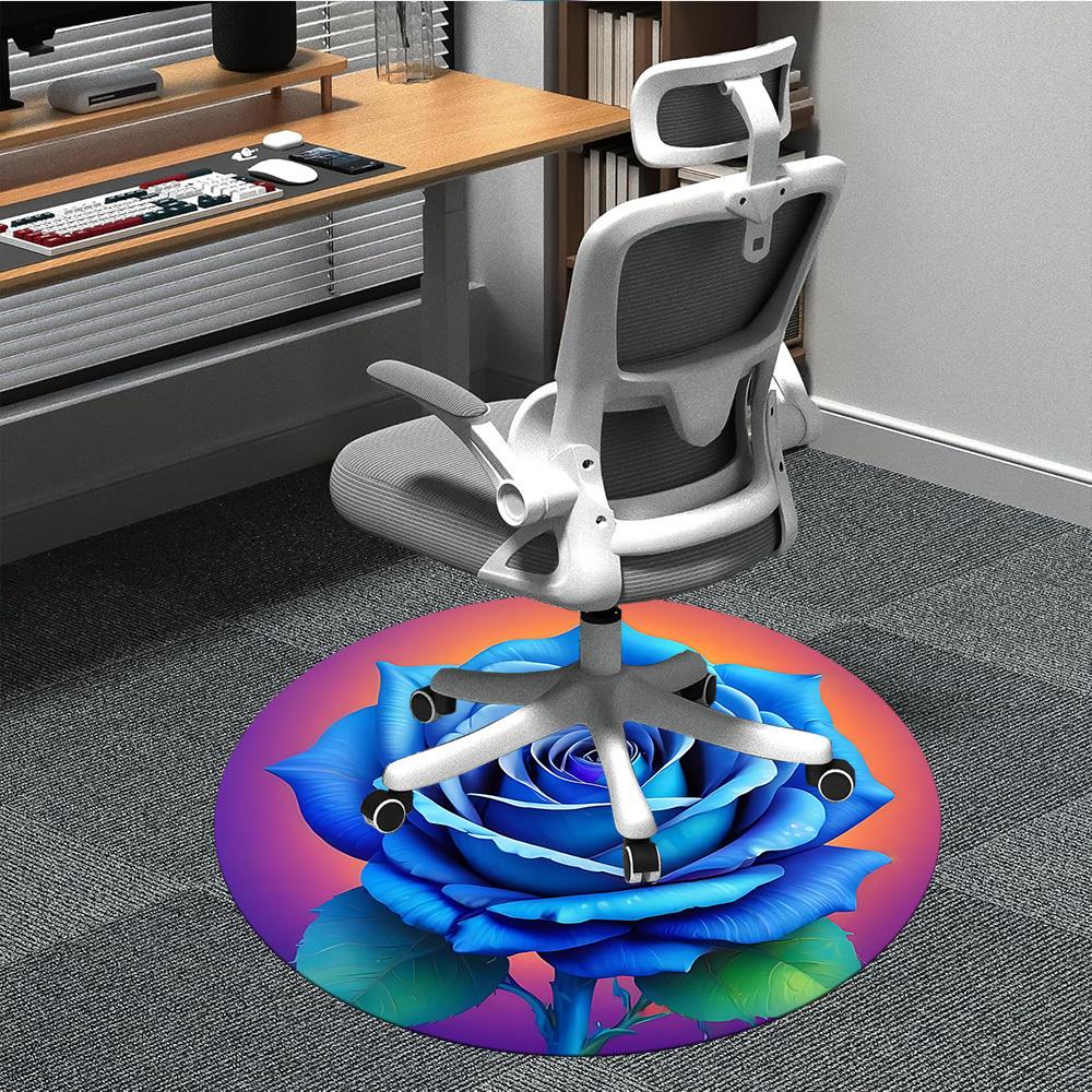 

1pc Blue Rose Chair Carpet for Office, Soft Flannel Throw Mat, Perfect for Office,Holiday Party Decoration Choice yy251113104 80cm by 80cm