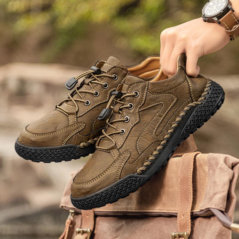 Fashion Simple Leather Casual Shoes for Men Comfortable Sneakers Lightweight Hiking Shoes Tenis Masculino Non-Slip Male Treking Footwear