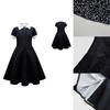 Addams Family Wednesday Cosplay Kostüm-Luxuriöses Schwarzes Kleid für Halloween Weihnachtsfeier