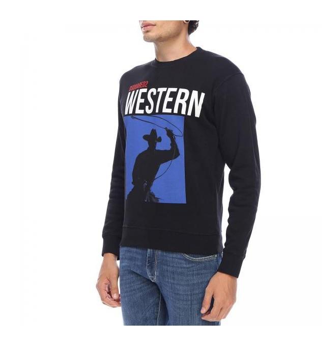 DSQUARED2 branded Italian western sweatshirt black - Size: M