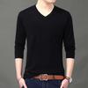 Middle-aged Young Autumn Men's Long-sleeved Thin V-neck Sweater Knitted T-shirt Casual Base Shirt
