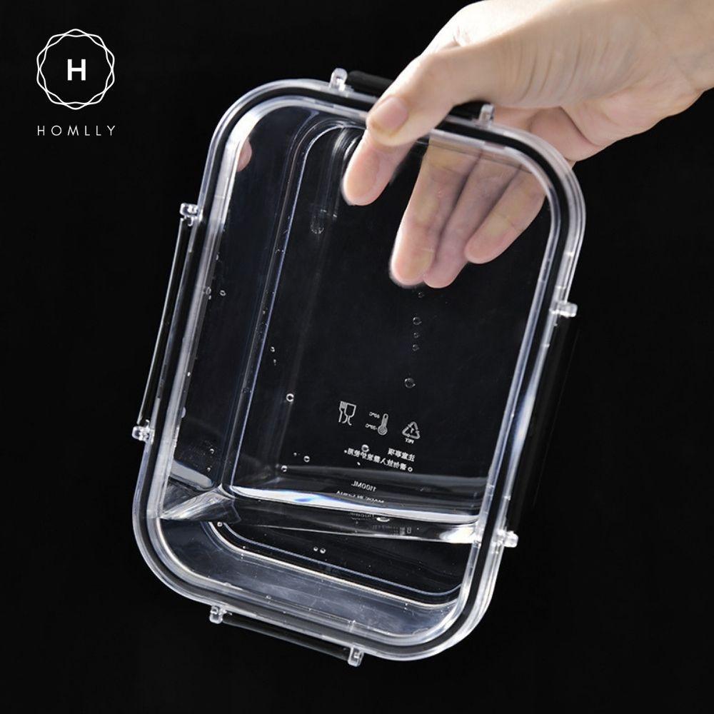 HOMLLY BPA-Free Air Tight Plastic Food Storage Container with Four-Latch Lid for Lunch, Meal Prep and Leftovers  ( X3 PCS)