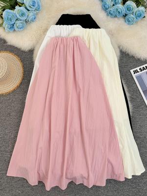 Contemporary High-Waisted A-Line Midi Skirt with Hemmed Edge - Versatile and Slimming Design
