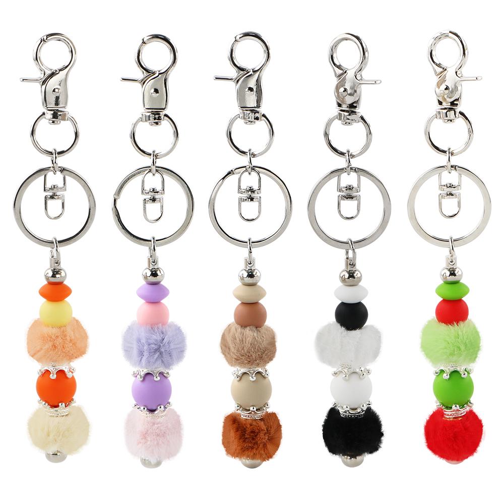 20Pcs/lot 20MM Pompom Beads Plush Fur Covered Ball Bead Charms Straight Hole Big Hole Spacer Beads For Handmade Jewelry Access