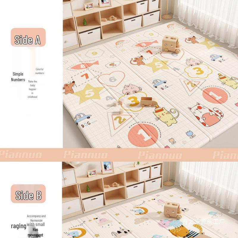 Foldable, Odorless Foam Baby Crawling Mat - Thick, Interlocking Design for Infant Play In Living Room (Girls)