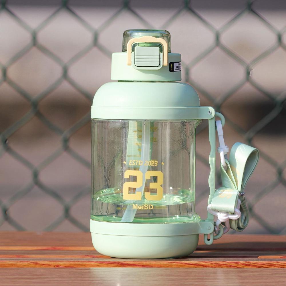 

Straw Scale Sports Water Cup 1500/1750ml Fitness Drinking Bottle Running 1500ml зелёный