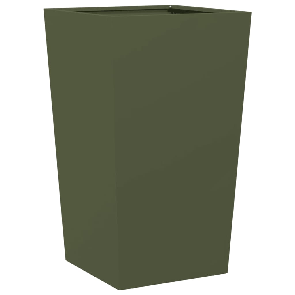 Olive Green Plant Pot 45 X 45 X 75 Cm Steel