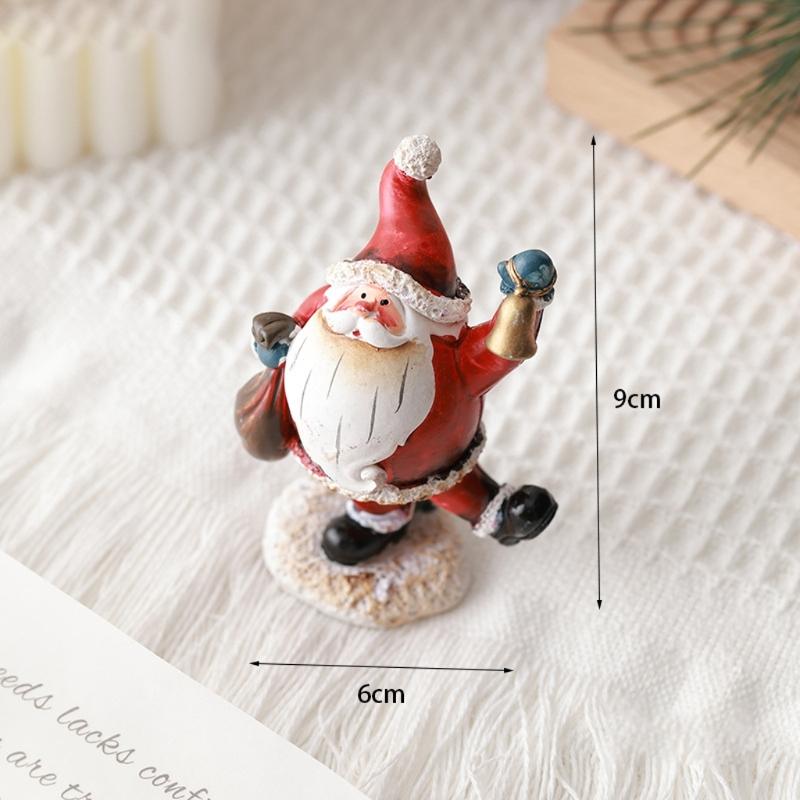 Christmas Resin Figurine Snowman Santa Statue Ornament for  Living Space Table Decoration Resin Craft Present