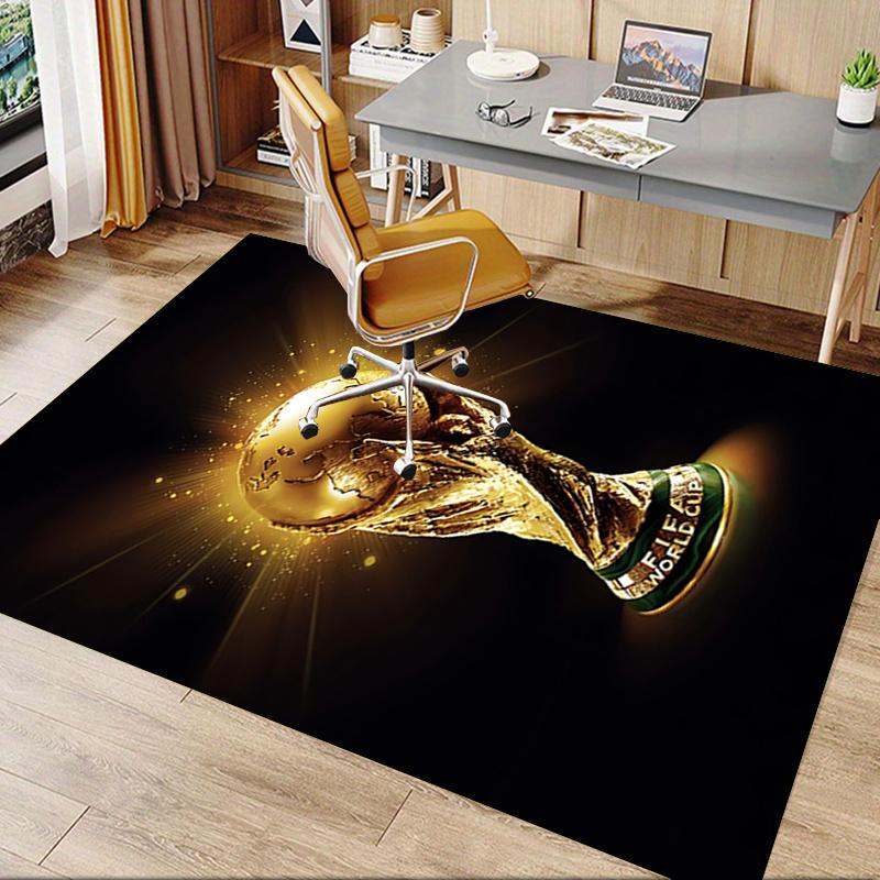 Tapete de Cadeira para Escritório com Troféu da Copa do Mundo FIFA, Tapete Grande para Decoração de Casa, Ideia de Presente para Fãs de Futebol, Adequado para Quarto, Sala de Estar