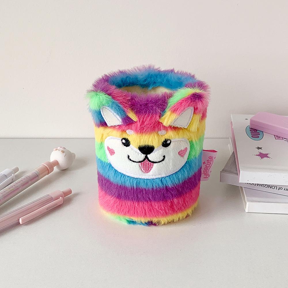 Portapenne Peluche Gatto Cartone Animato Creativo - Elegante Organizer da Scrivania per Studenti e Decorazione per Stanza del Dormitorio.
