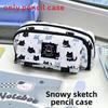 Hello Kitty And Capybara Canvas Storage Bag With Flip Cover For Stationery And Office Supplies