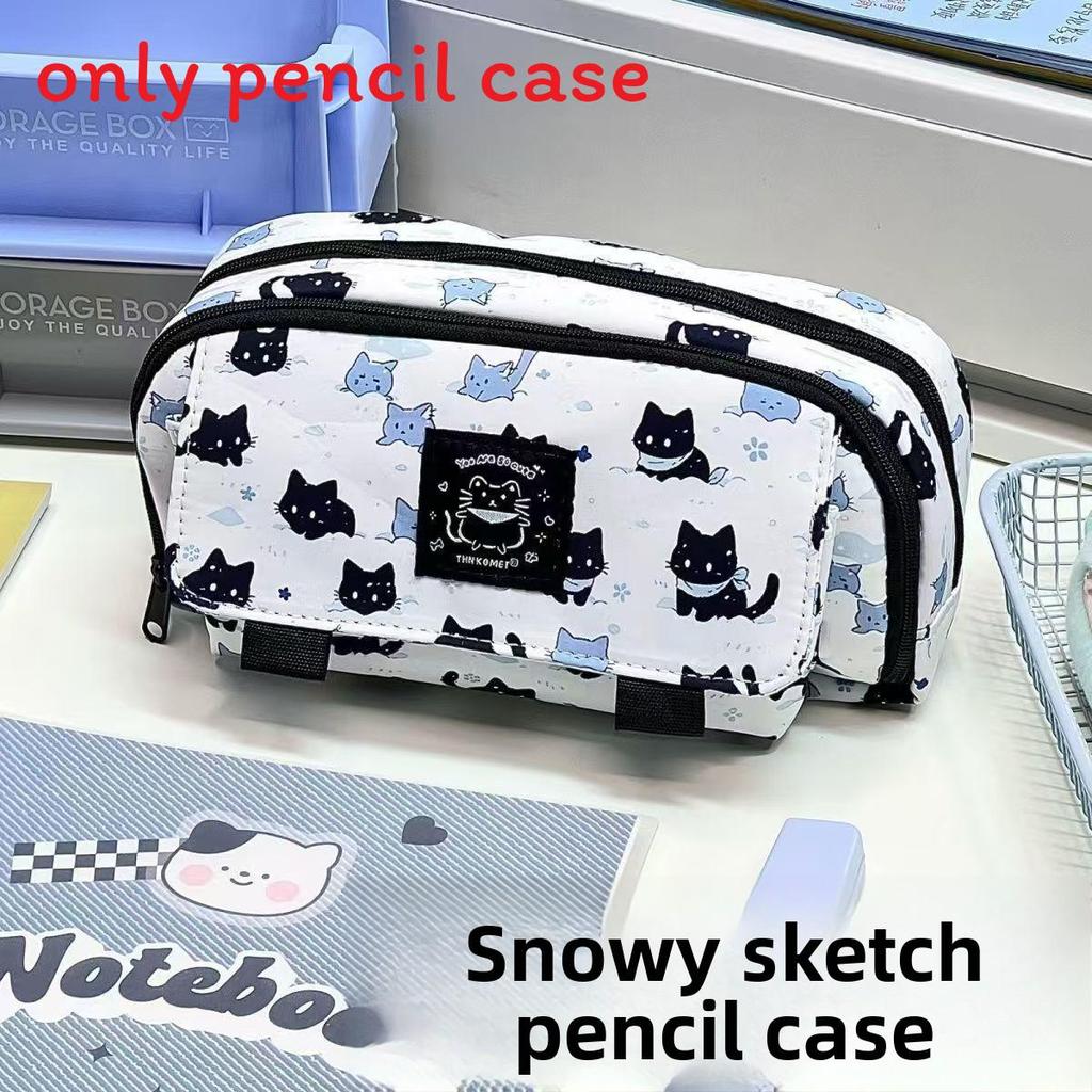 Hello Kitty And Capybara Canvas Storage Bag With Flip Cover For Stationery And Office Supplies