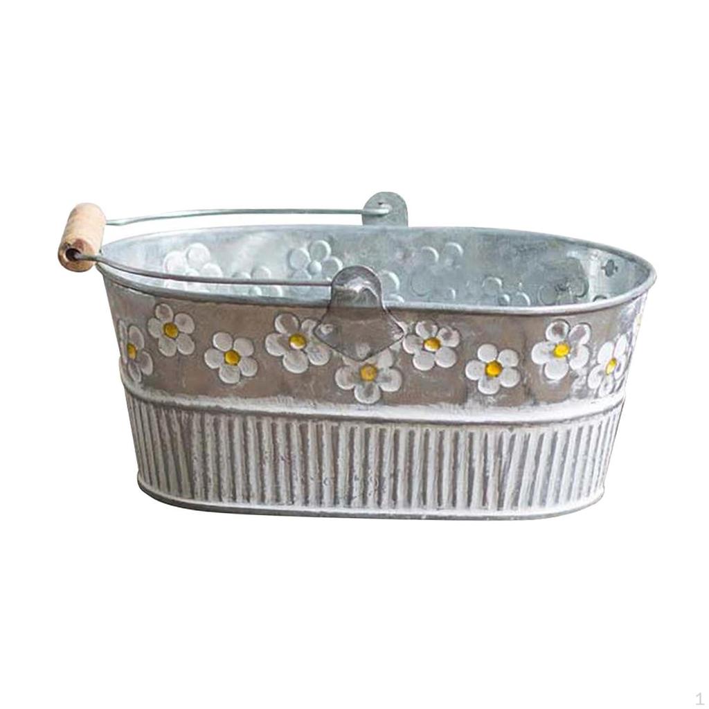 Basket Bucket ers Pot,Storage Bucket,Rust Prevention Pot Metal for and Flower,Pen