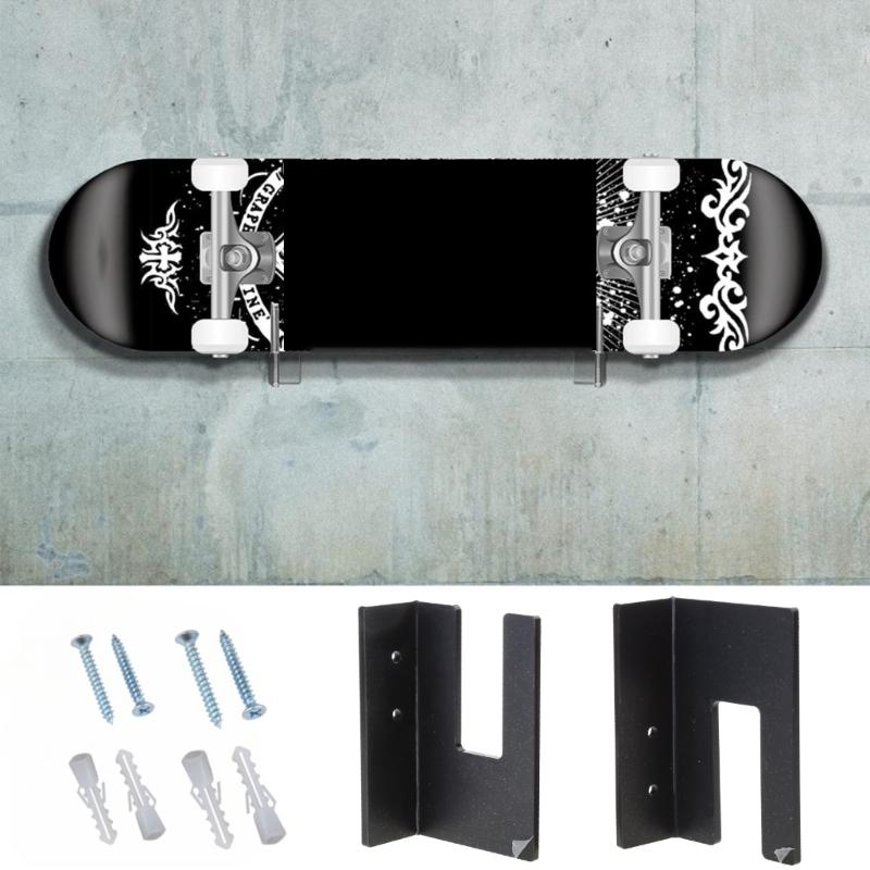 1 Pair Acrylic Skateboard Display Rack Wall Stand Fixed Mount Indoor Floating Skateboards Storage Bracket Decoration