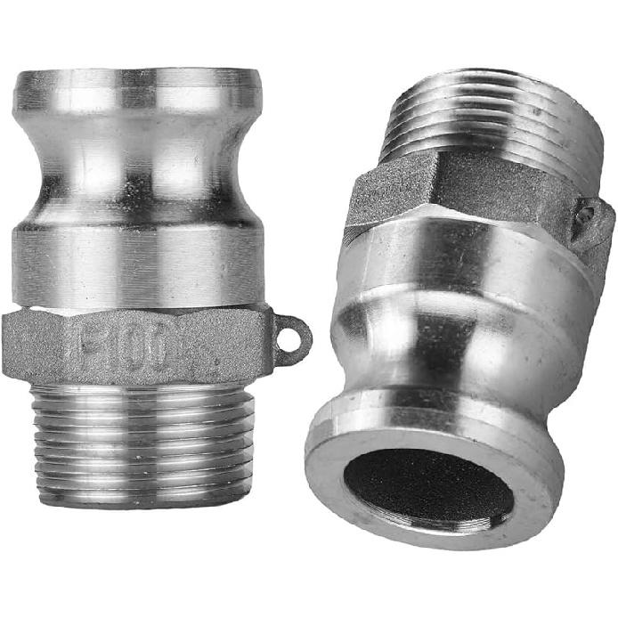 Cam Lock Type F 2'' Cam Groove Couplings Al Camlock Hose Fittings Pipe Couplings (2Inch-F200-2pcs), Silver