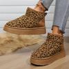 Foreign trade new leopard print color matching short snow boots women's European and American style velvet warm muffin bottom thickened cotton shoes