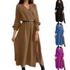 Women's Fashion Casual Flared Dress Long Sleeve Solid Color Dress