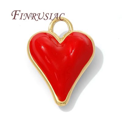 18K Gold Plated Brass Red Heart Pendants For Necklace,Charms For Jewelry Making,Connectors Accessories