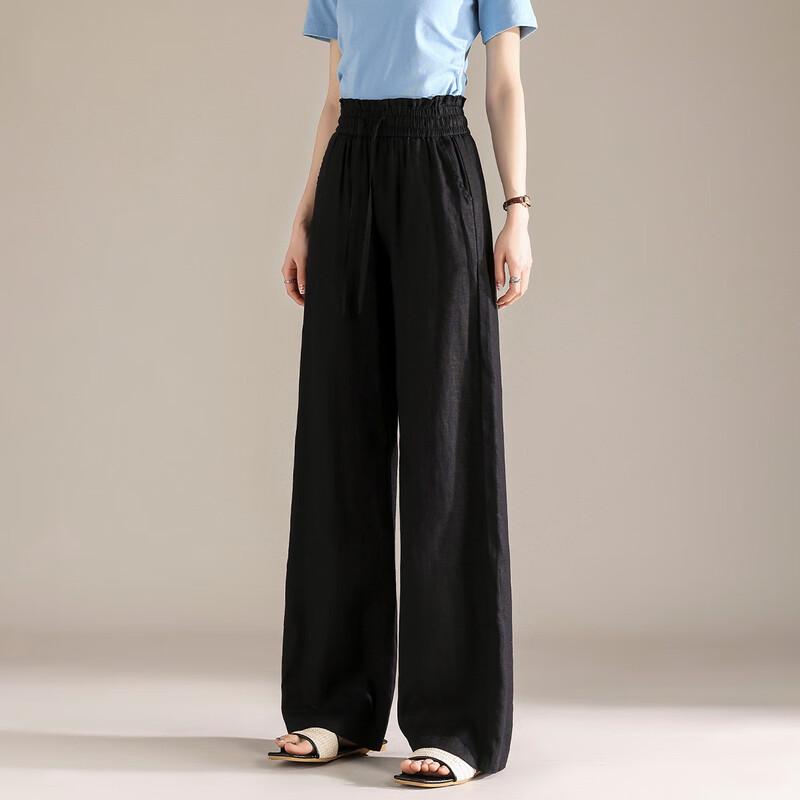RAIN.CUN Women's Premium Linen Drawstring Wide-Leg Pants