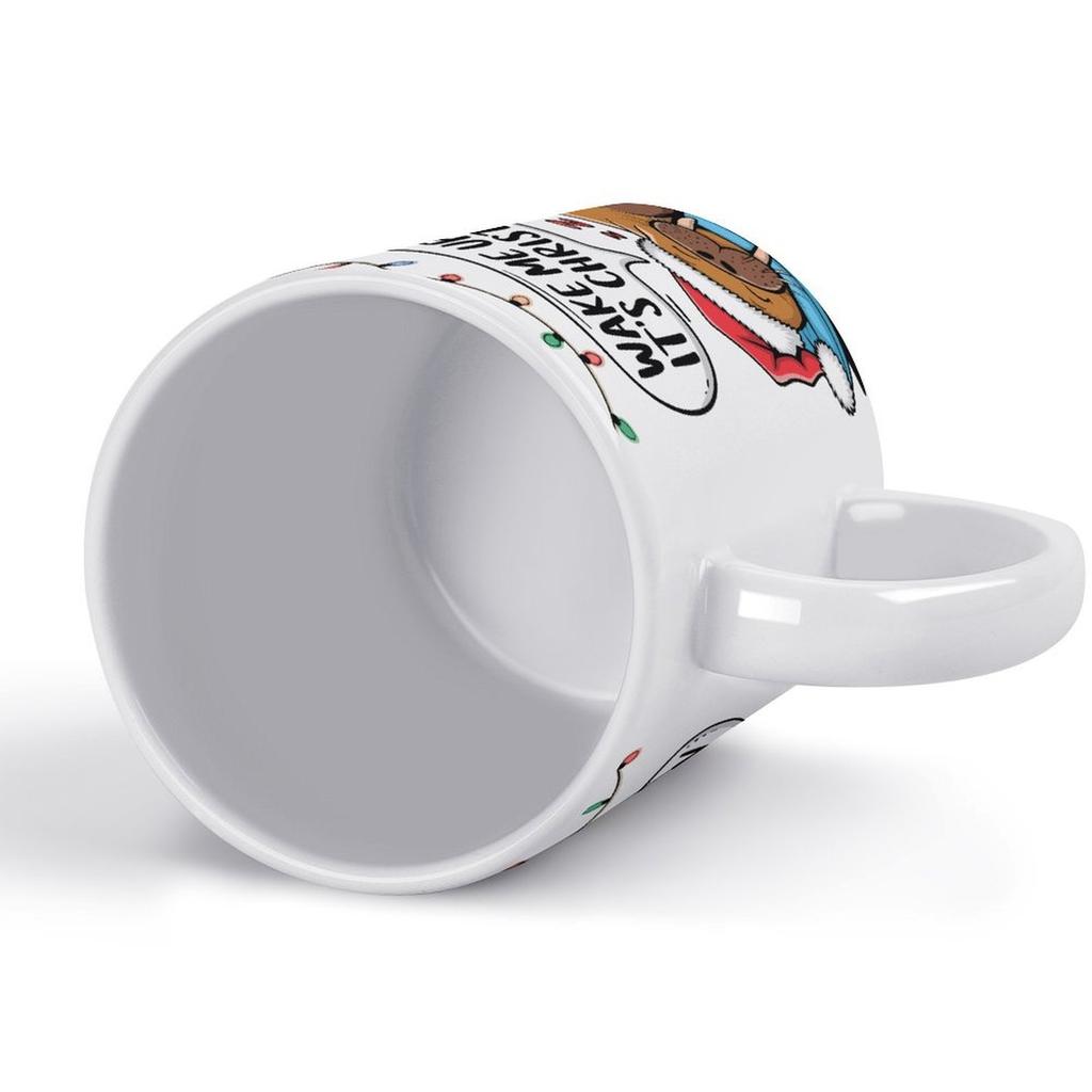 1pc 11oz blank ceramic mug, double-sided printed drink cup, easy to clean glaze, sturdy handle, great everyday mug for home or office