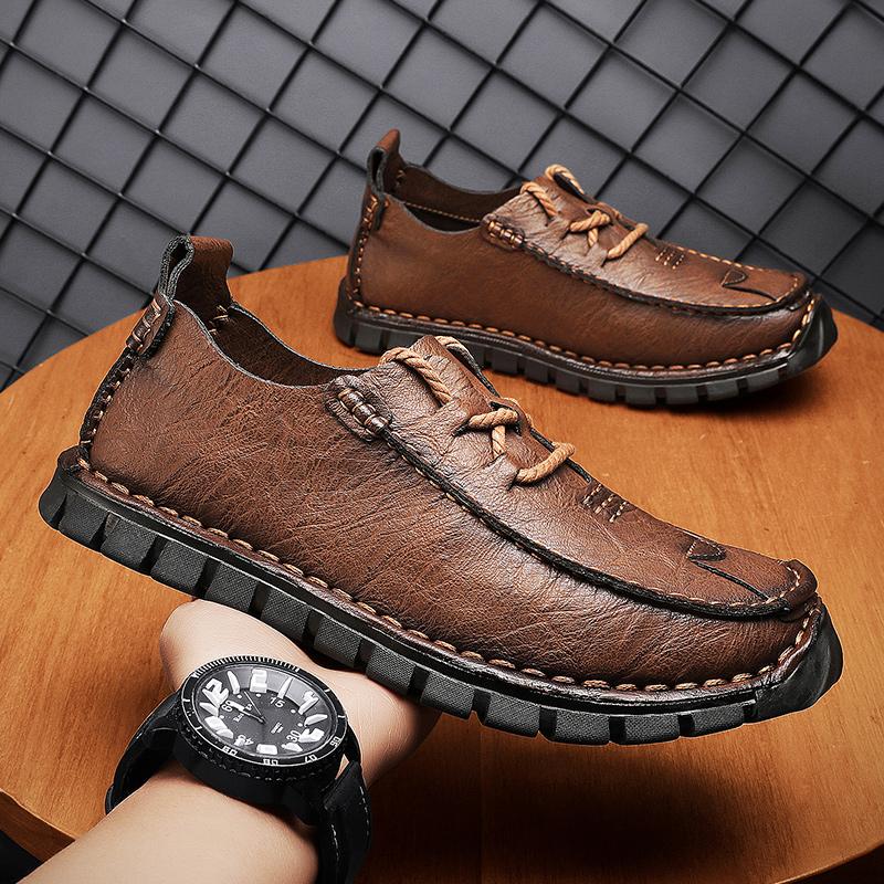Handmade Men Casual Shoes Soft Leather Soft Sole Breathable Mens Sneakers Luxury Design Non-Slip Outdoor Mens Shoes