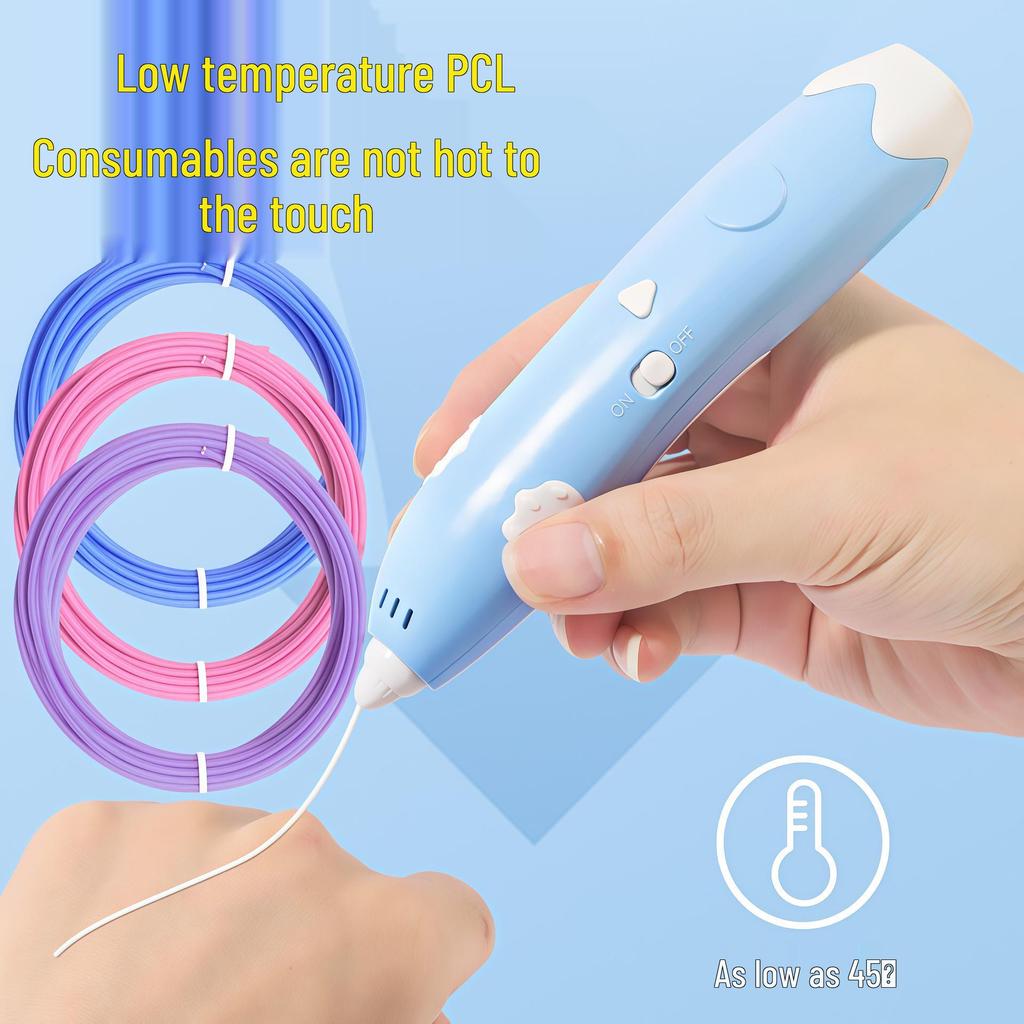 Low-Temperature 3D Doodle Pen for Kids - Safe, Creative, DIY Toy Set